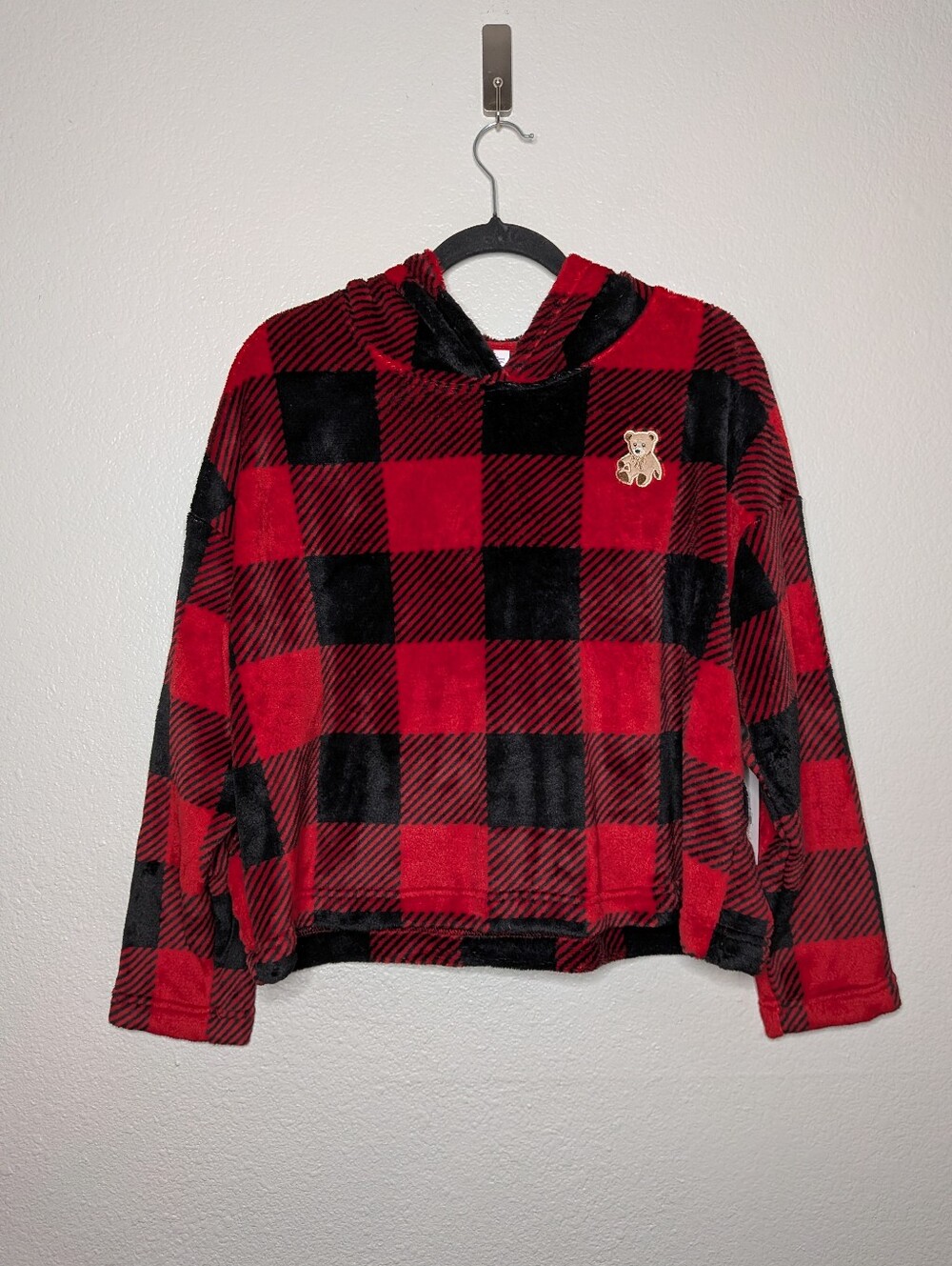 New Joyspun Red Plaid Teddy Bear Embroidered Cozycore Lounge Pajama Top M NWT